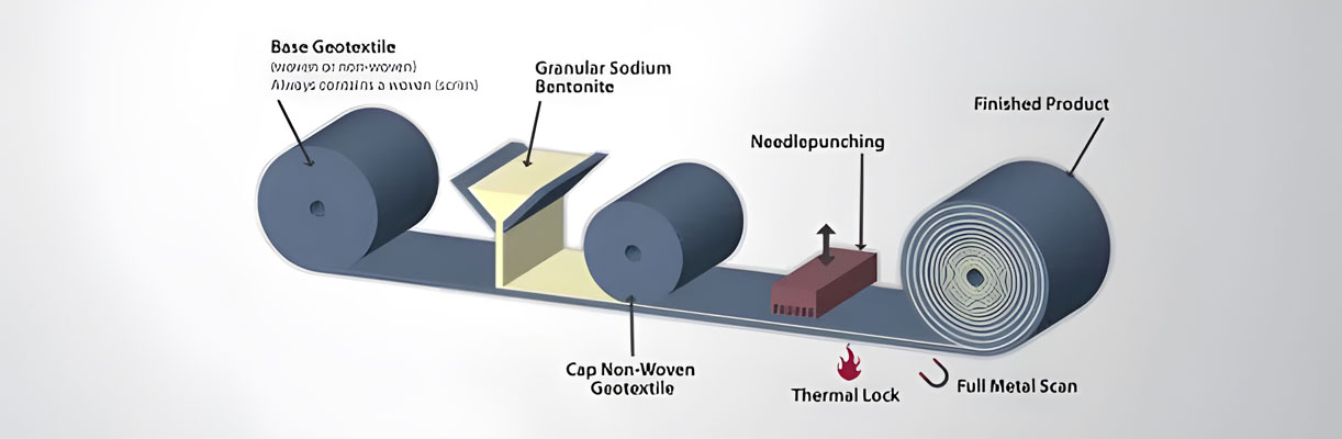 Geomembran Kil Üretim Hattı Geomembrane Clay makinesi Nonwoven Teknolojisi Geosynthetic Clay Liner Geosynthetics Geotextile